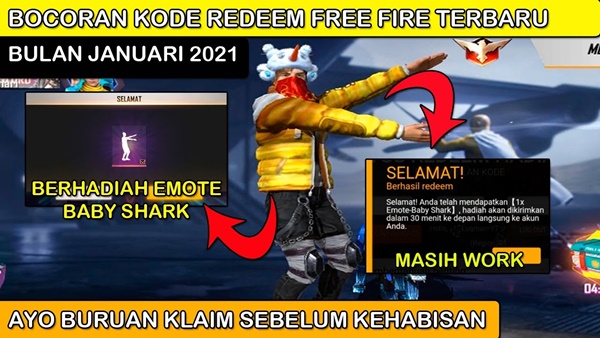 Kode Redeem FF Terbaru Emote Baby Shark Gratis Bulan Januari 2021