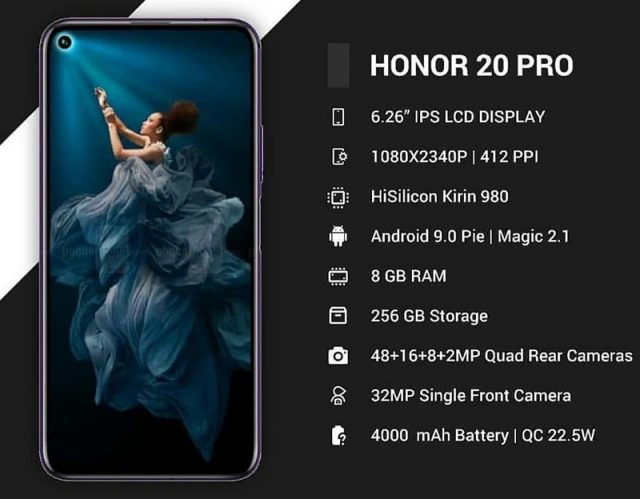 Honor 20 Pro adalah ponsel terbaru pabrikan perusahaan honor yang mempunyai banyak sekali fitur unggulan dari spesifikasi yang diusung. Smartphone yang mengusung layar penuh dengan lubang kamera di dalam layar dan dengan desain modern ini