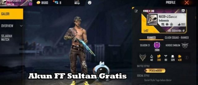 Daftar Akun FF Sultan Gratis 2021, Asli No Tipu!
