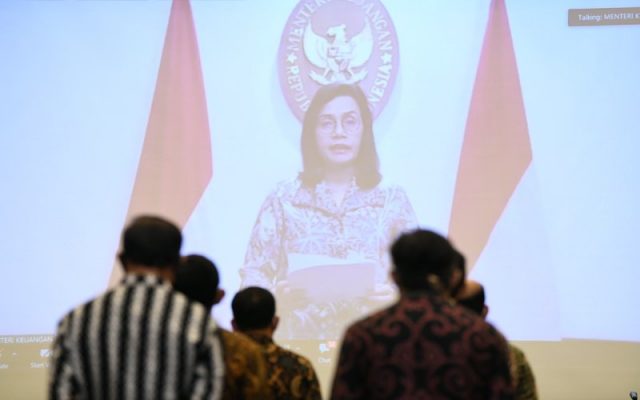 Menteri Keuangan Sri Mulyani melantik 11 pimpinan tinggi pratama di lingkungan Kementerian Keuangan, Senin (24/8/2020). Menteri Keuangan hadir secara virtual dalam pelantikan ini - Kemenkeu