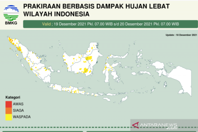 BMKG prakirakan hujan lebat di sejumlah wilayah Indonesia