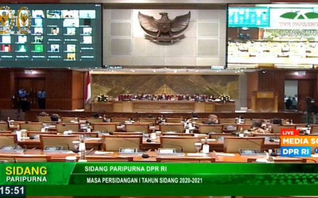 Sidang Paripurna DPR RI Masa Persidangan I Tahun Sidang 2020/2021 / Youtube DPR RI